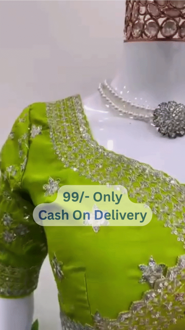Graceful Green-Blue Floral Designer Saree with Intricate Detailing - Image 2