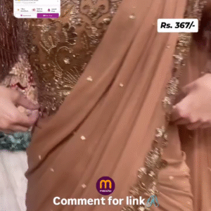 Opulent Brown Saree with Golden Embroidered Blouse & Rich Pallu Detailing
