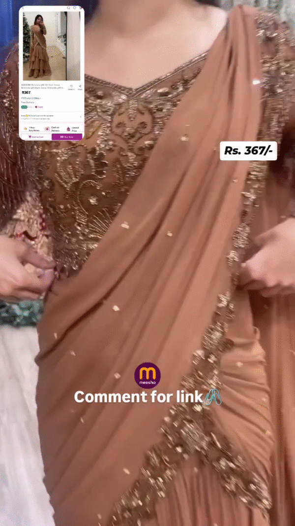 Opulent Brown Saree with Golden Embroidered Blouse & Rich Pallu Detailing