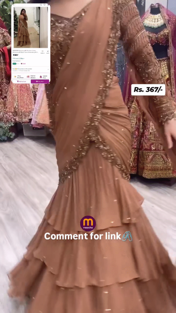 Opulent Brown Saree with Golden Embroidered Blouse & Rich Pallu Detailing - Image 4
