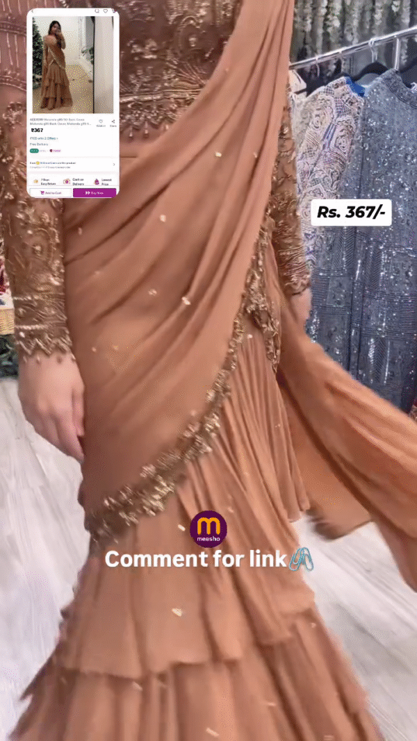 Opulent Brown Saree with Golden Embroidered Blouse & Rich Pallu Detailing - Image 2