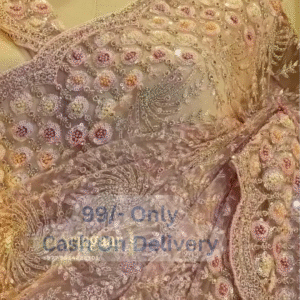 Multicolor Embroidered Saree with Floral Beadwork & Festive Glam Appeal