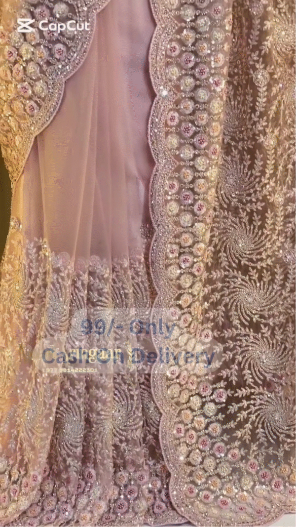 Multicolor Embroidered Saree with Floral Beadwork & Festive Glam Appeal - Image 2