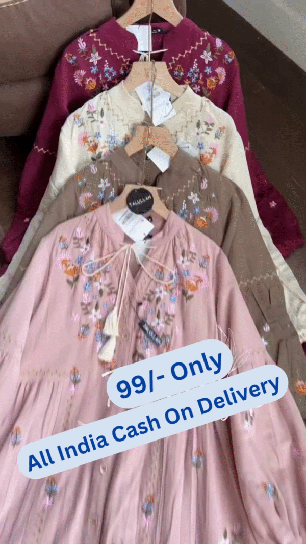 Multi-Colored Floral Embroidered Kurtis – Set of 4 Traditional Chic Designs