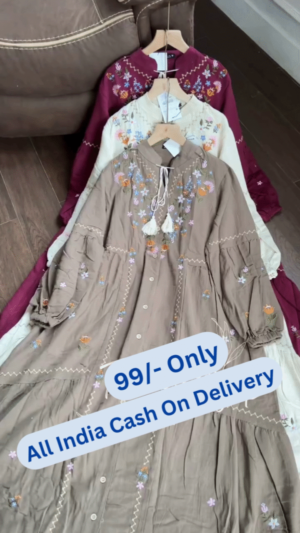 Multi-Colored Floral Embroidered Kurtis – Set of 4 Traditional Chic Designs - Image 2